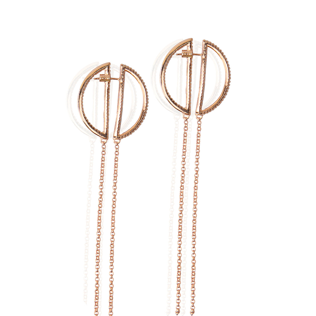 Geometric Rose Gold Chain Earrings