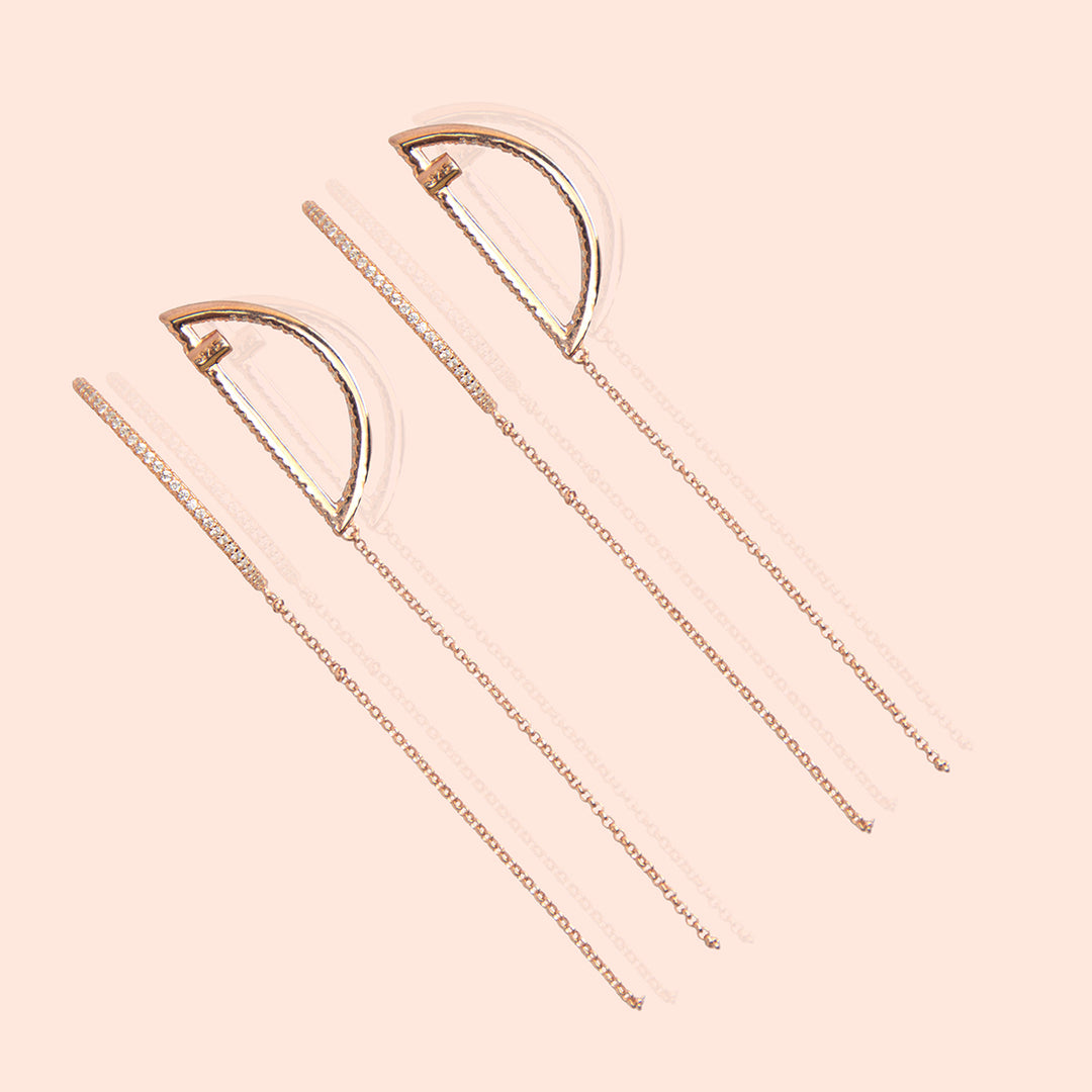 Geometric Rose Gold Chain Earrings