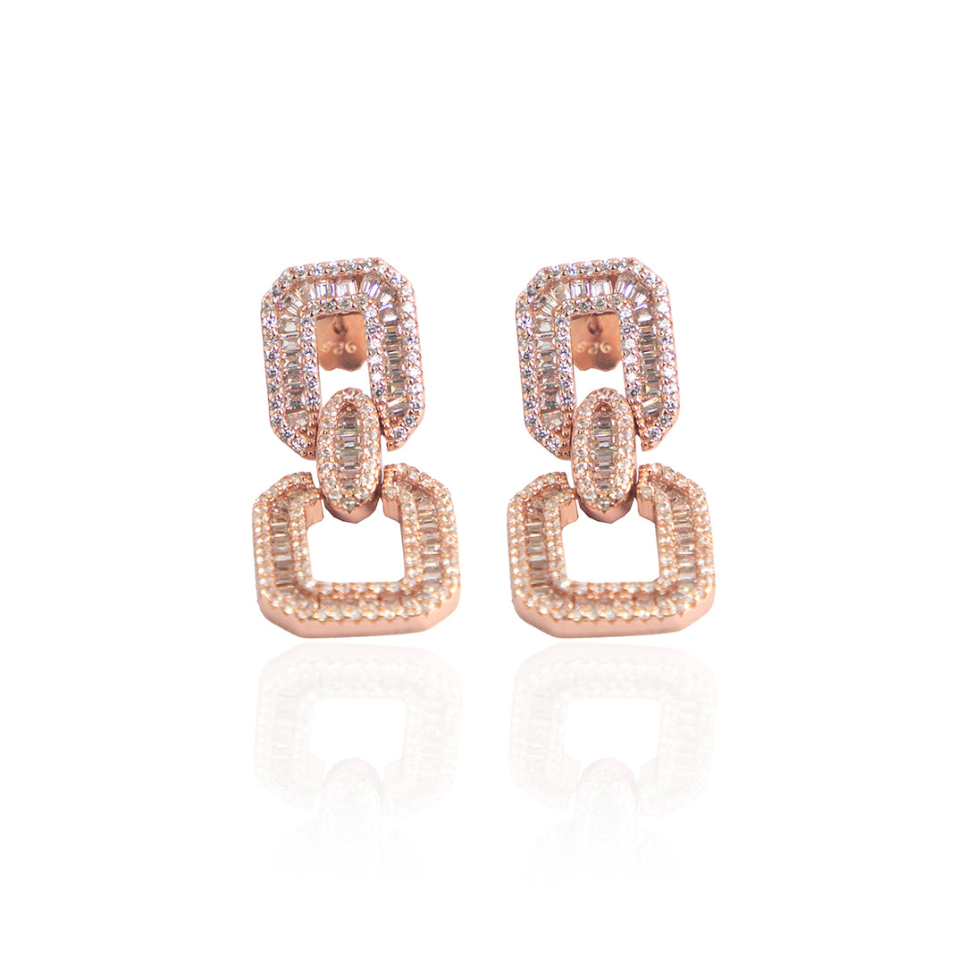 Embellished Rose Gold Chain Link Earrings