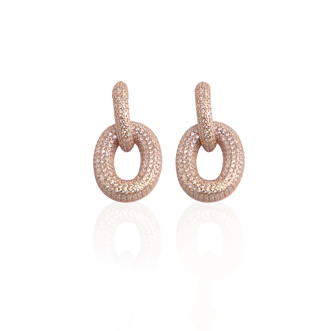 Chunky Rose Gold Bedazzled Link Earrings