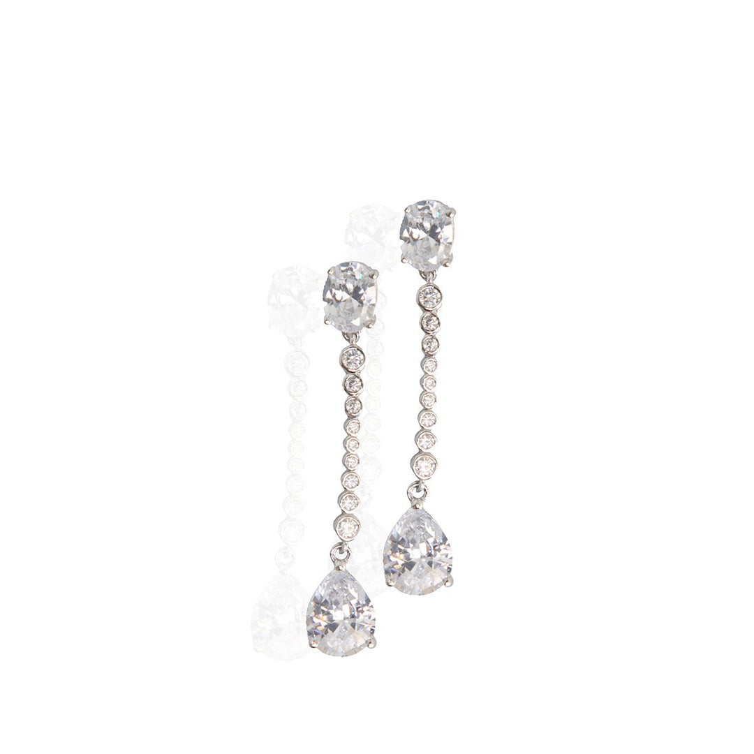 Feminine Sparkling White Stone Drop Earrings