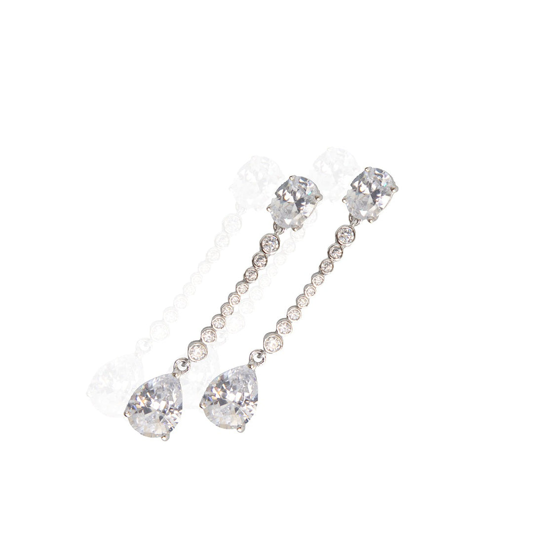 Feminine Sparkling White Stone Drop Earrings