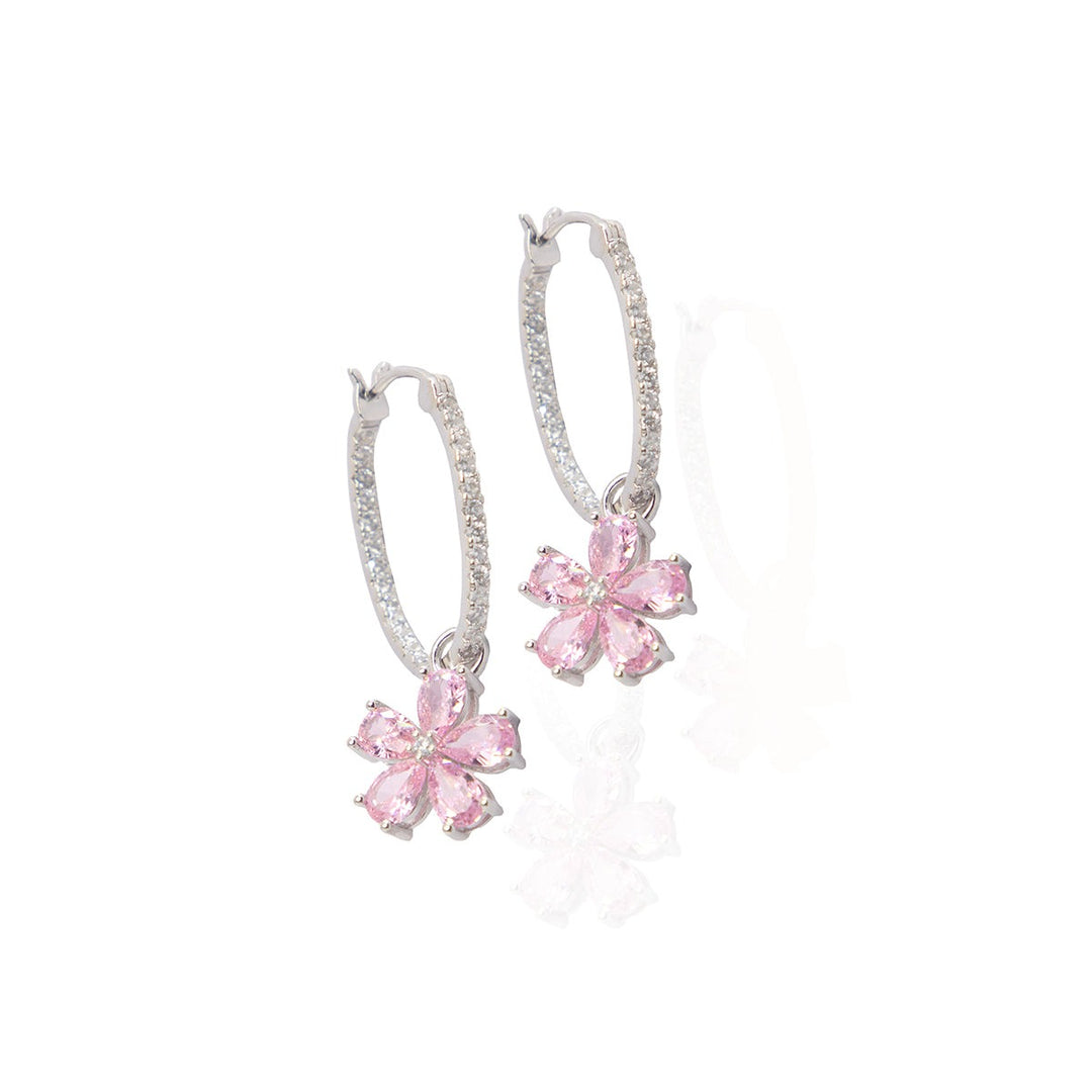 Sakura Drop Embellished Hoop Earrings