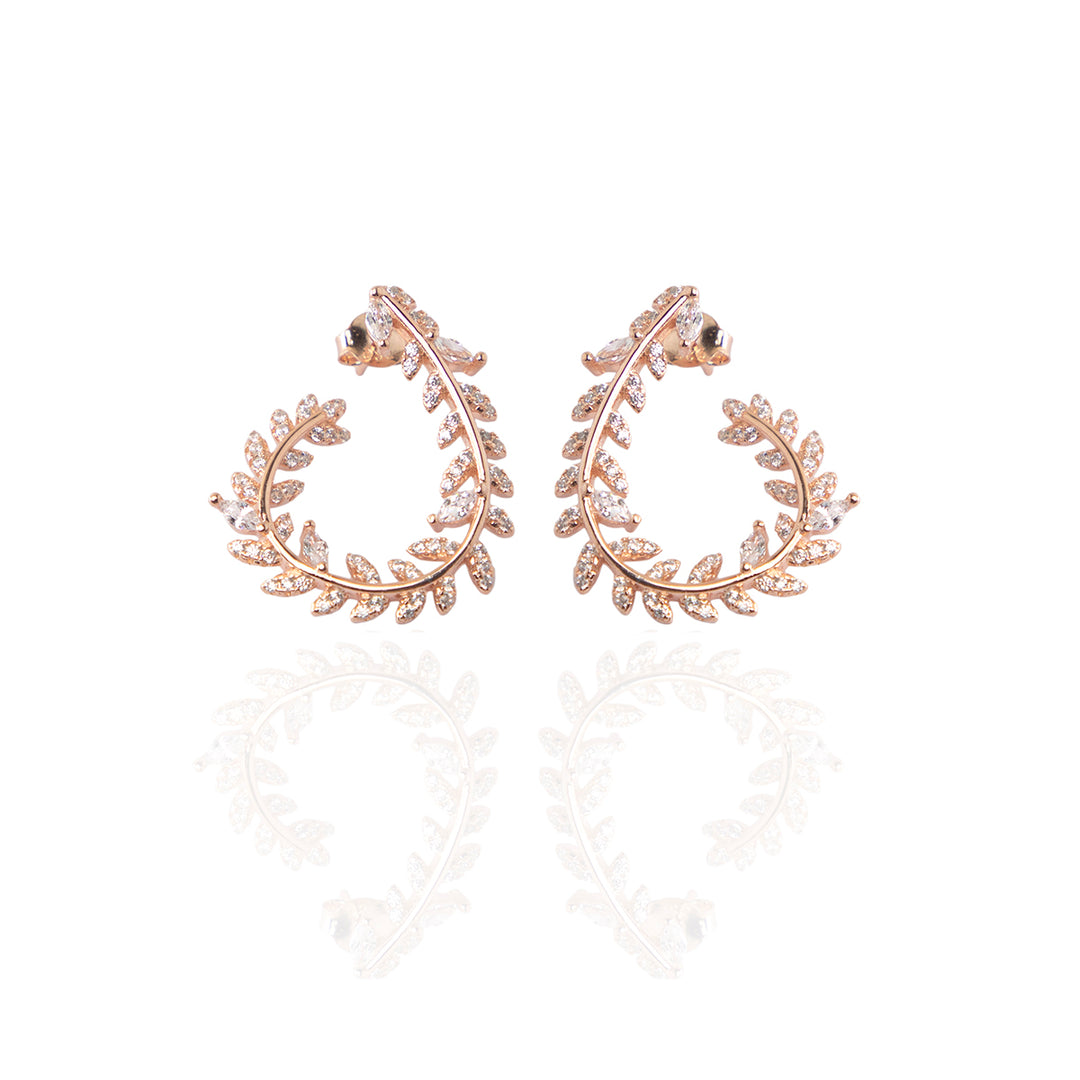 Fern Impression Bedazzled Earrings