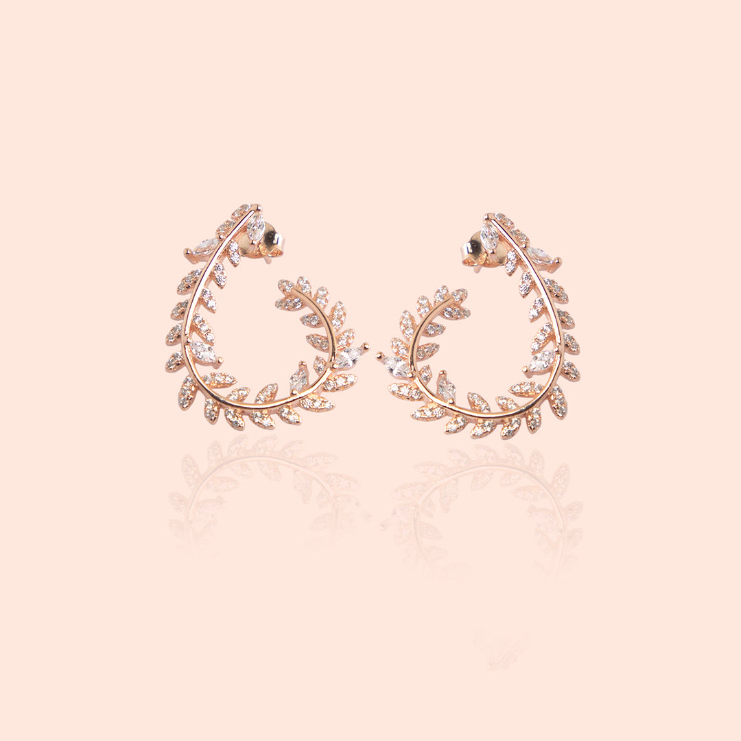 Fern Impression Bedazzled Earrings