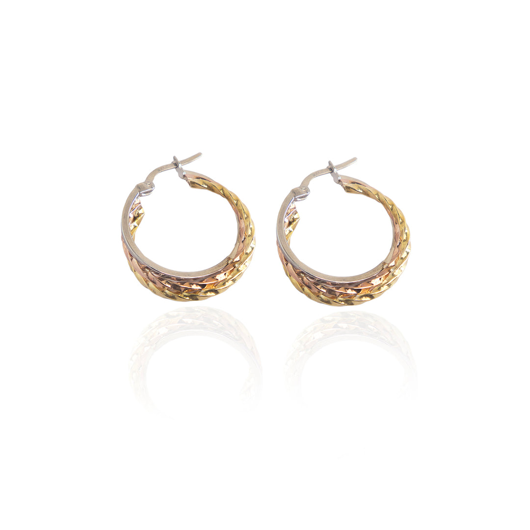 Casual Metallic Dual Toned Hoops