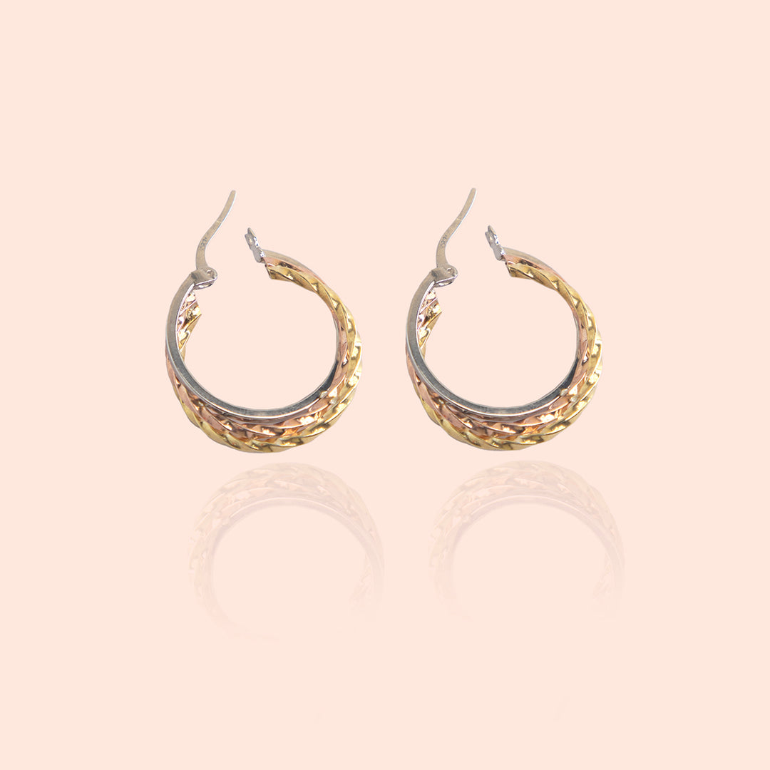 Casual Metallic Dual Toned Hoops