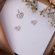 Pretty White Stone Heart Pendant Set