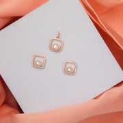 Embellished Rose Gold Pearl Pendant Set