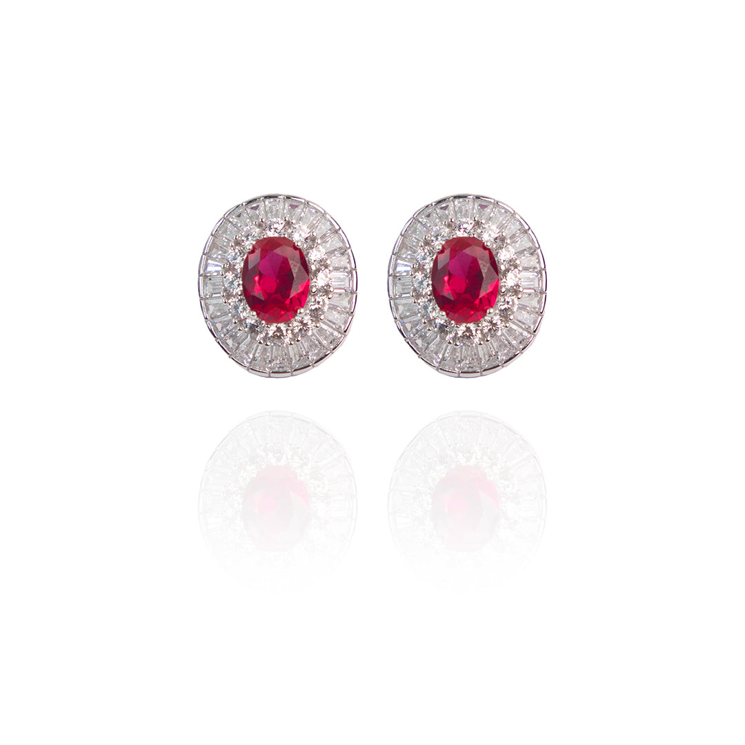 Party Wear Red Gemstone Studs