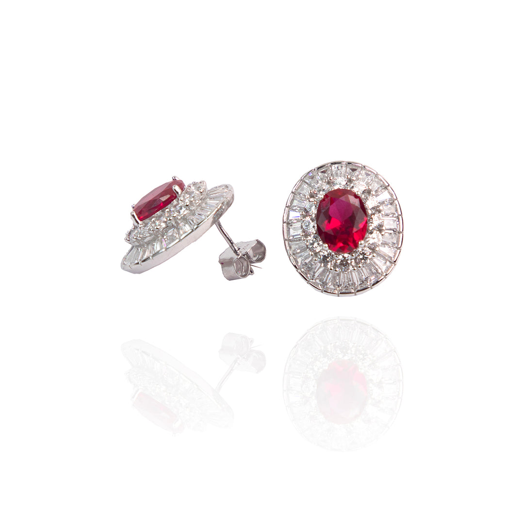 Party Wear Red Gemstone Studs