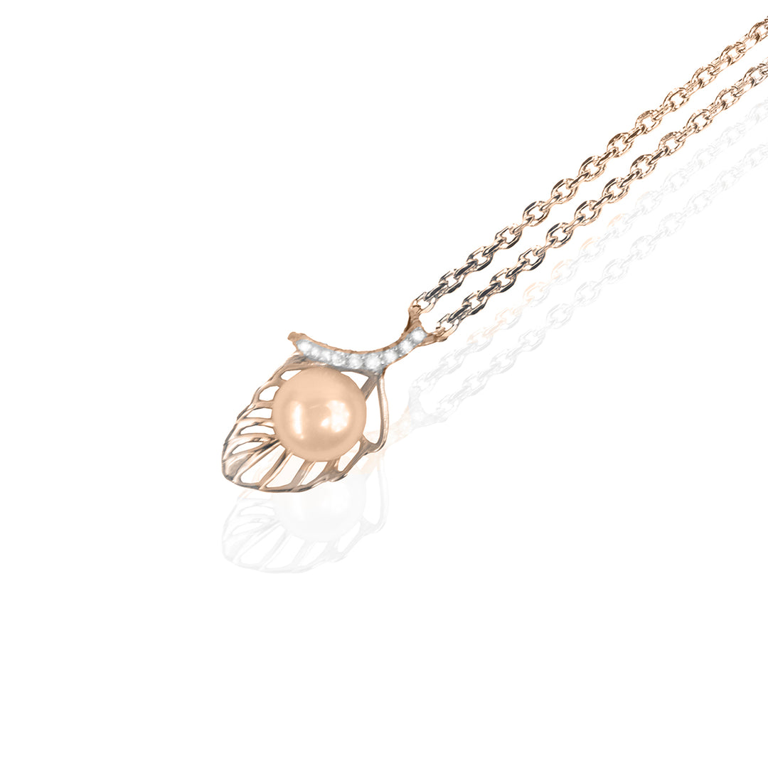 Pearl on Leaf Pendant Chain