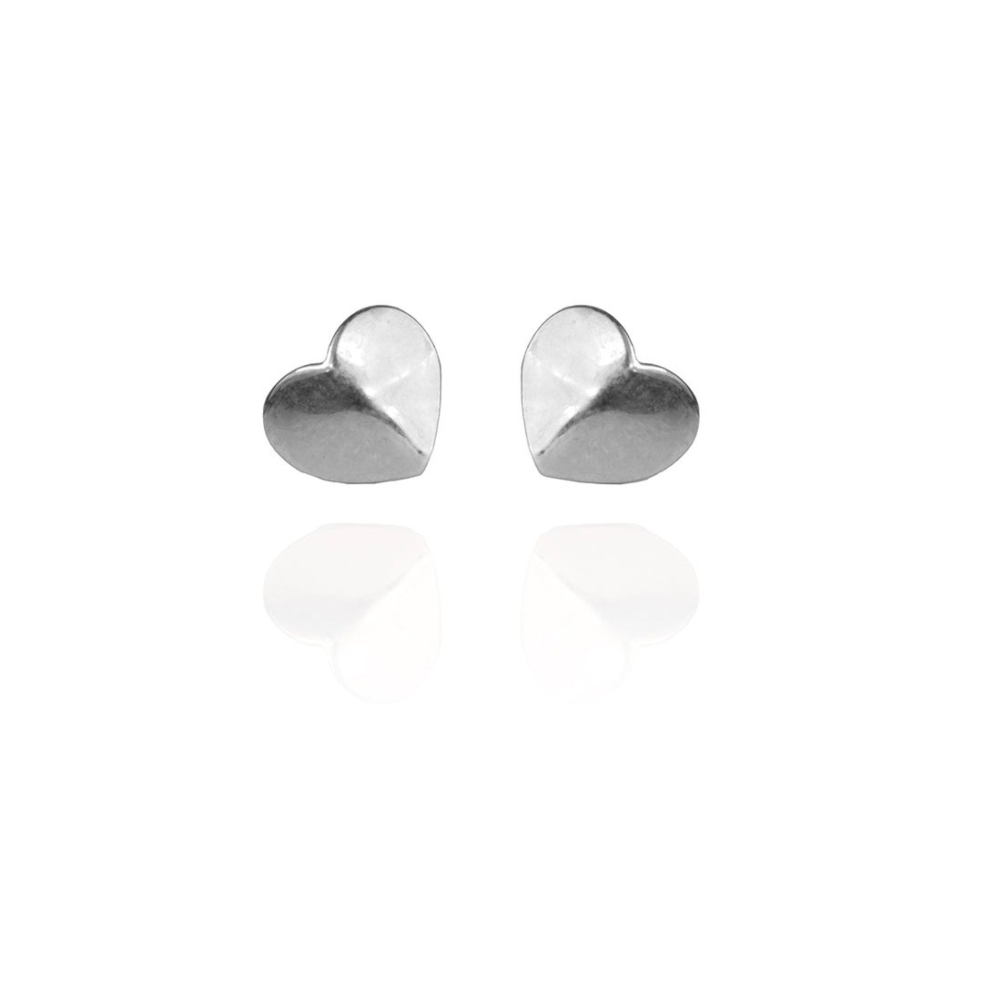 Geometric Heart Silver Studs