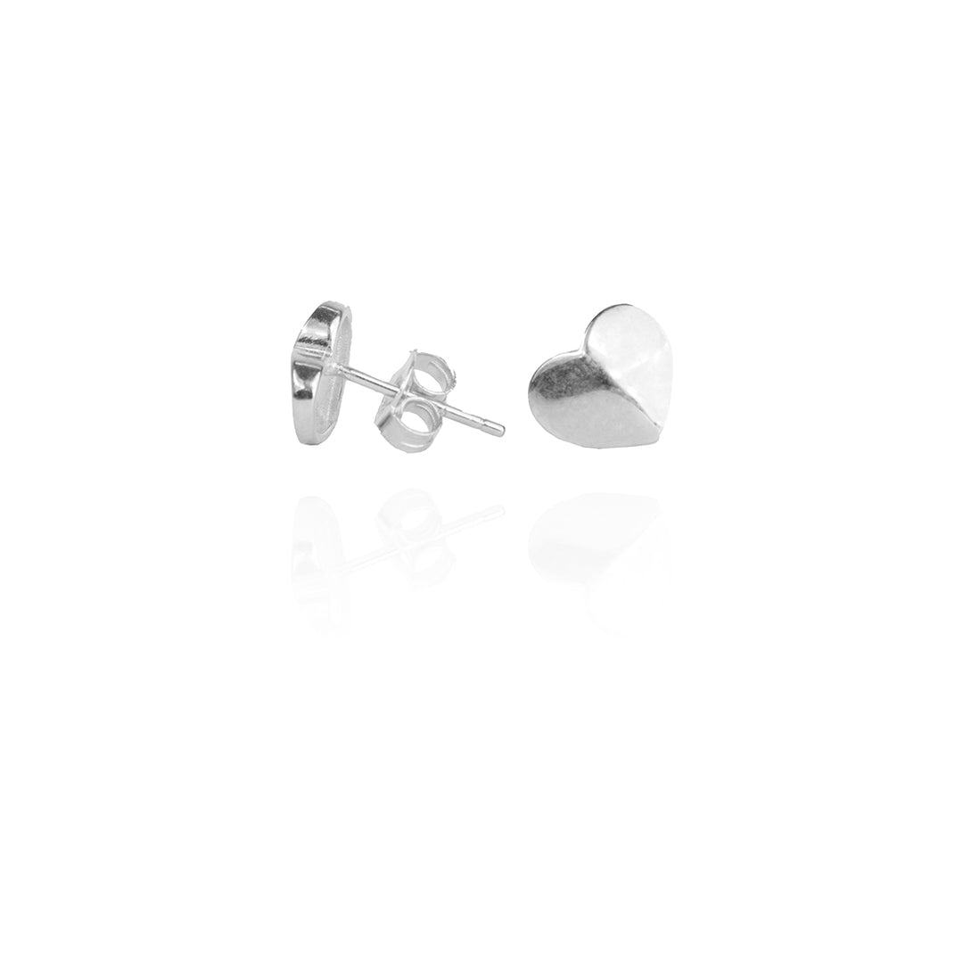 Geometric Heart Silver Studs