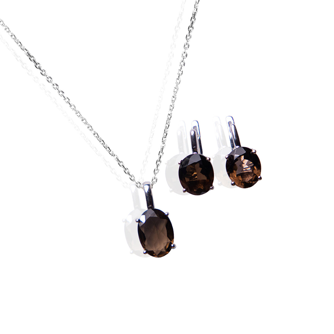 Brown Stone Pendant Set