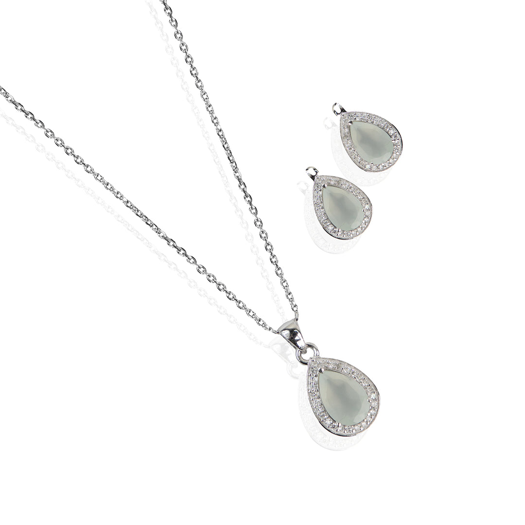 Opalescent Drop Stone Pendant Set