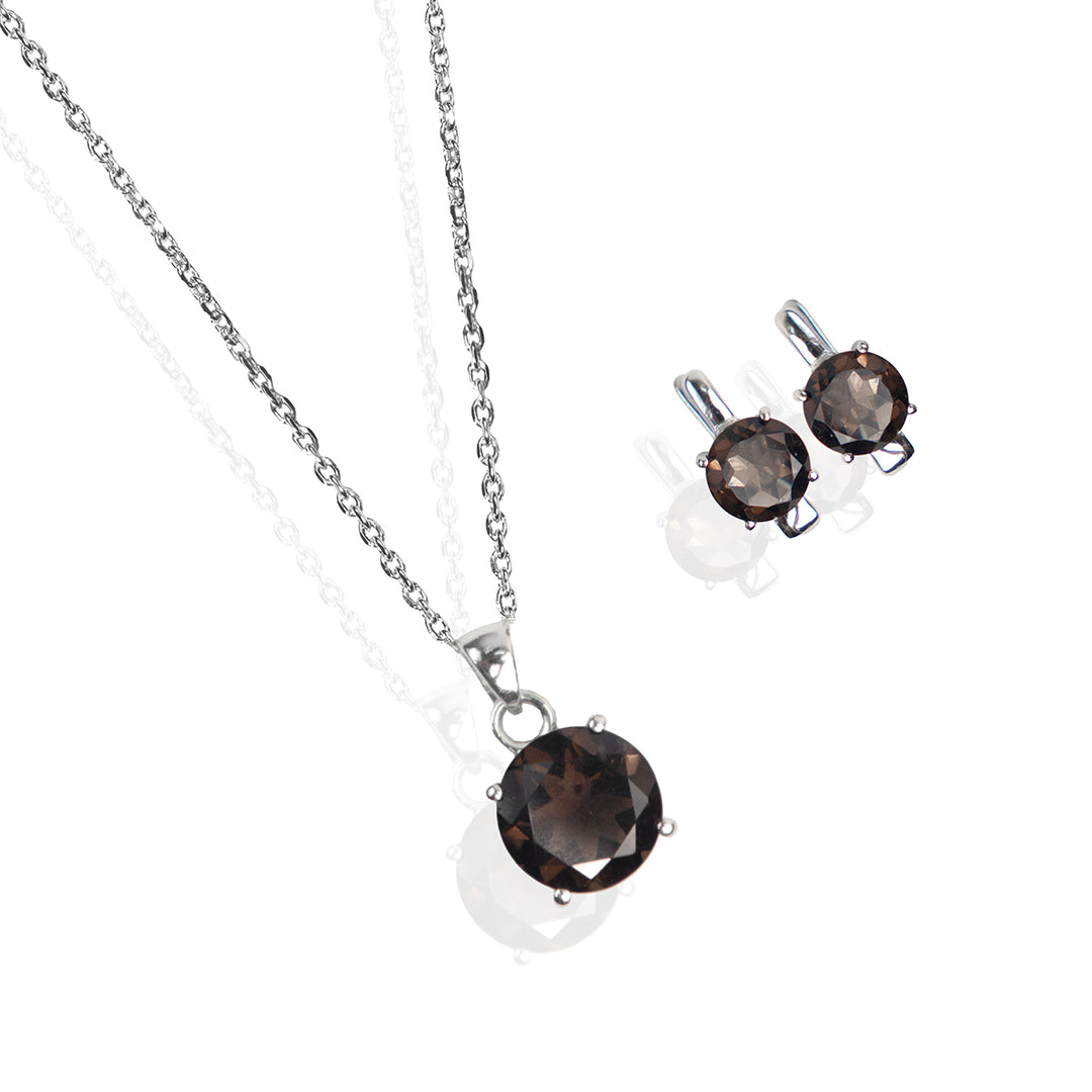 Deep Brown Stone Pendant Set