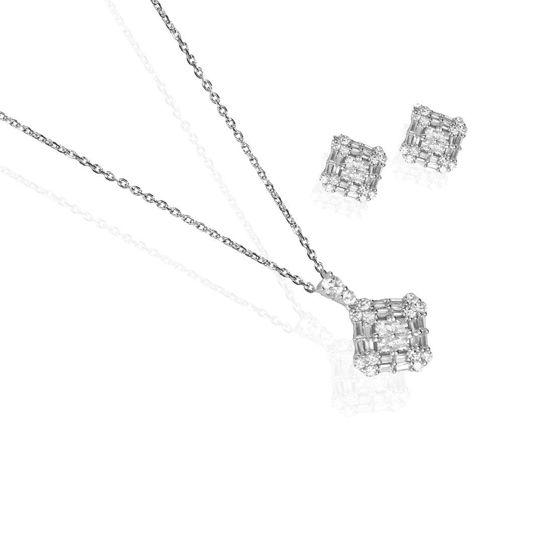 Embellished Cubic Pendant Set