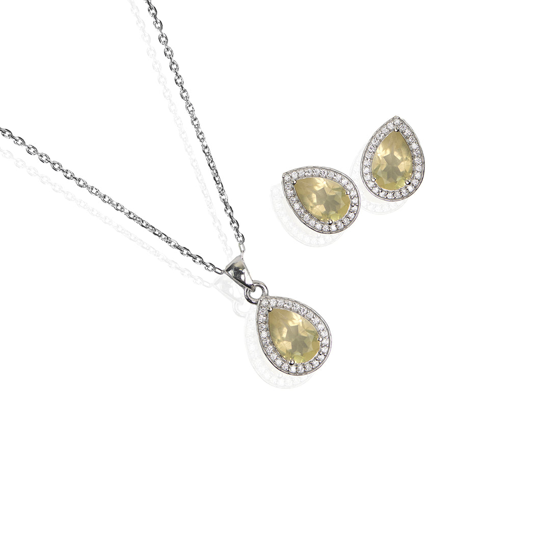 High Shine Yellow Stone Pendant Set