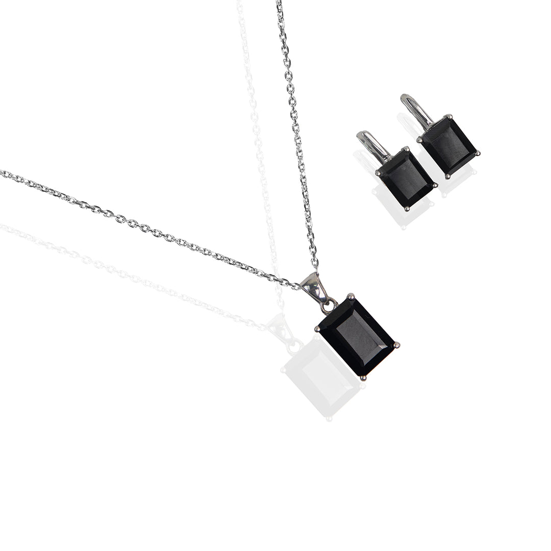 Classy Black Stone Pendant Set