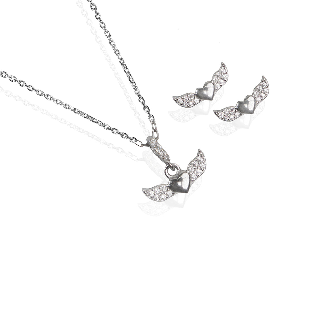 Wings on Hearts Pendant Set