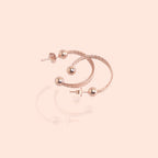 3 Layered Rose Gold Semi Hoop Earrings in 925 Sterling Silver