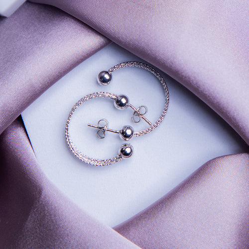 3-Layered Sterling Silver Semi Hoop Earrings