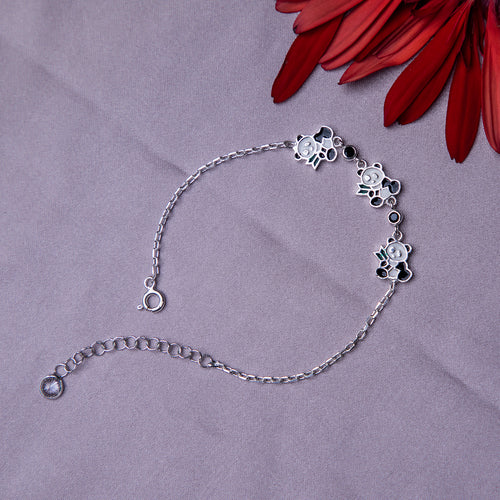 Adorable Panda Charm Bracelet in 925 Sterling Silver