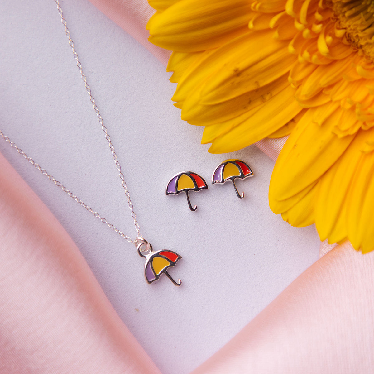 Umbrella Pendant Set in 925 Sterling Silver
