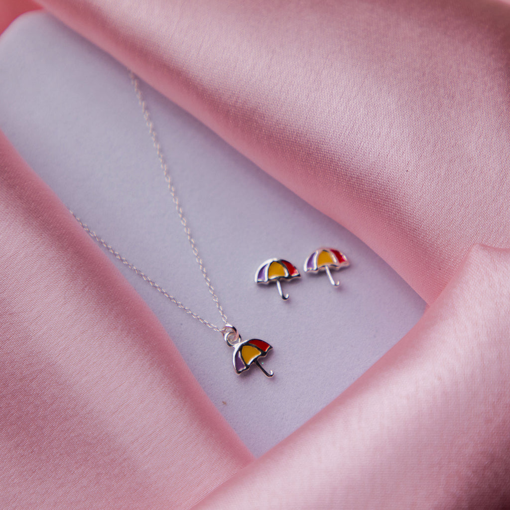 Sterling Silver Umbrella Jewellery Set for Kids and Young Girls