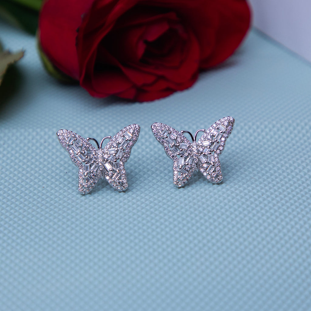 Beautiful Butterfly Shaped Silver Earrings