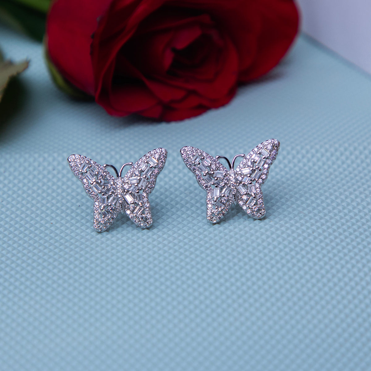 Beautiful Butterfly Shaped Silver Earrings