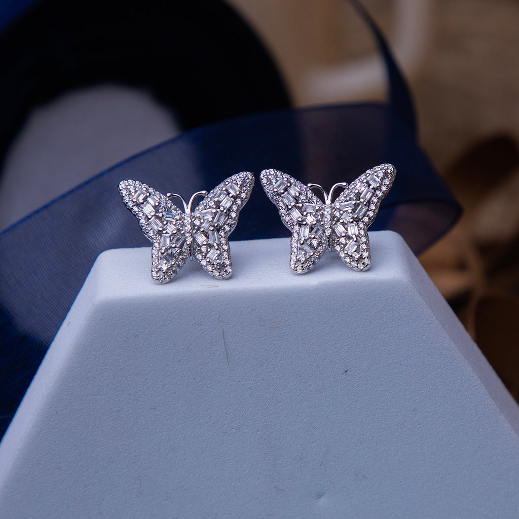 Beautiful Butterfly Shaped Silver Earrings