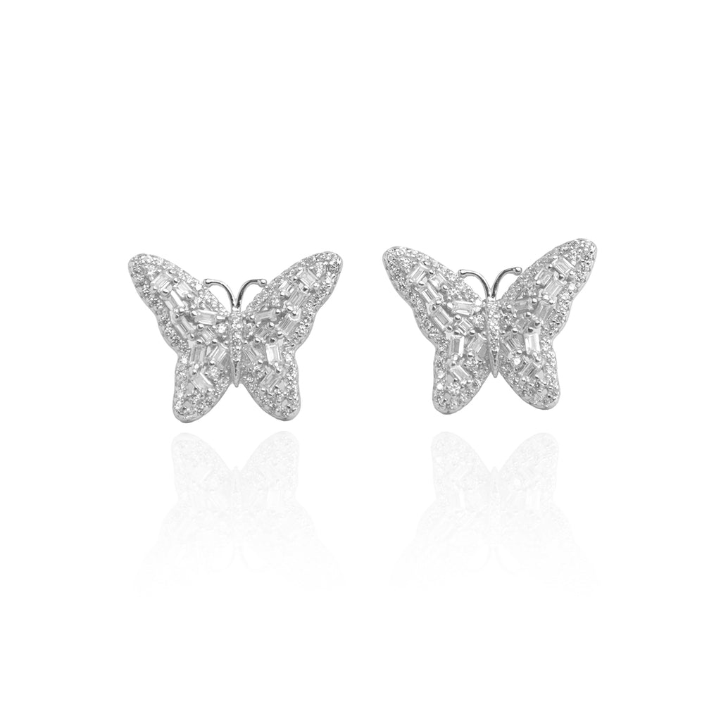 Beautiful Butterfly Shaped Silver Earrings