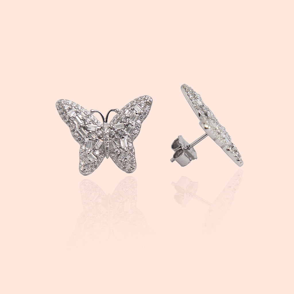 Beautiful Butterfly Shaped Silver Earrings