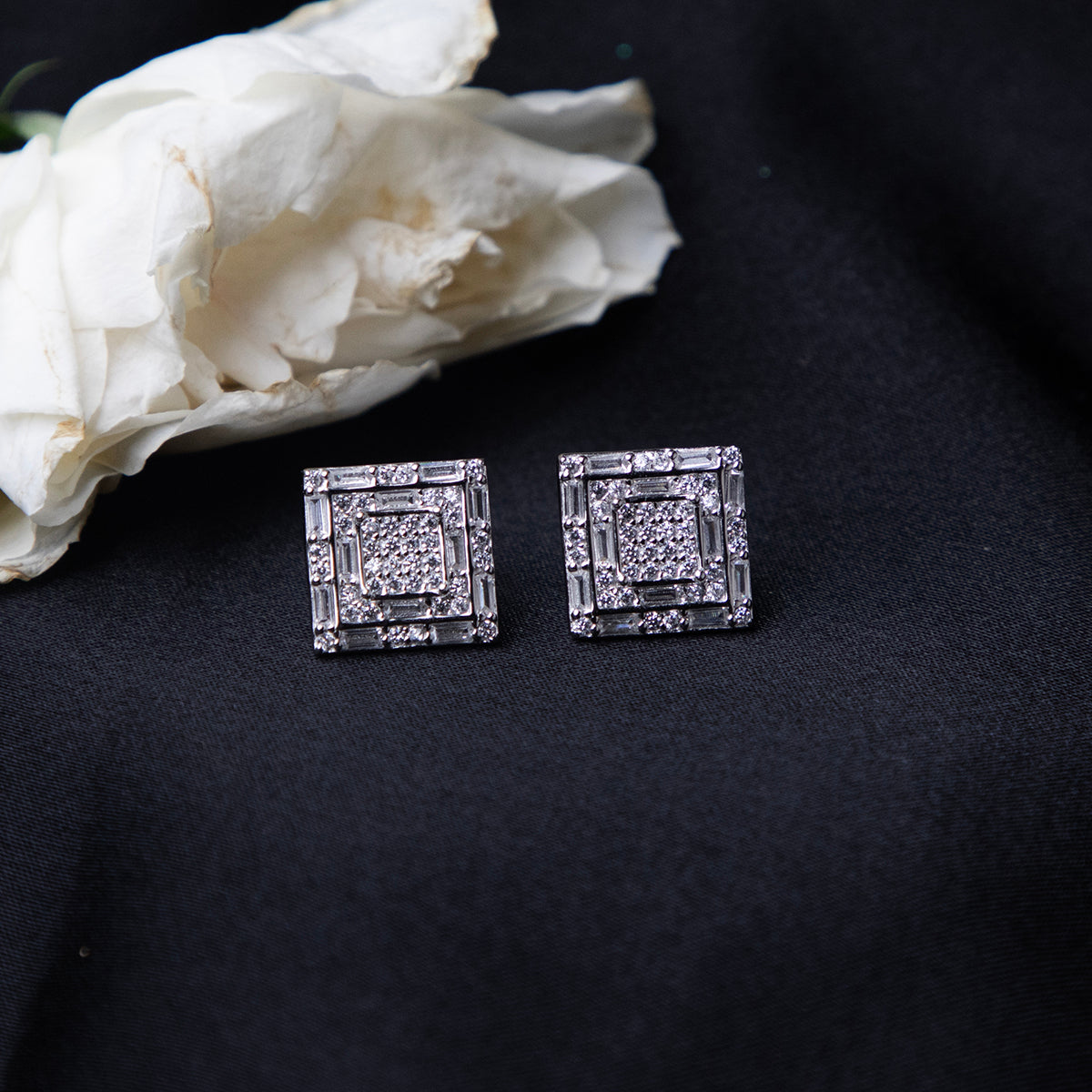 Beautiful White Stone Studded Earrings