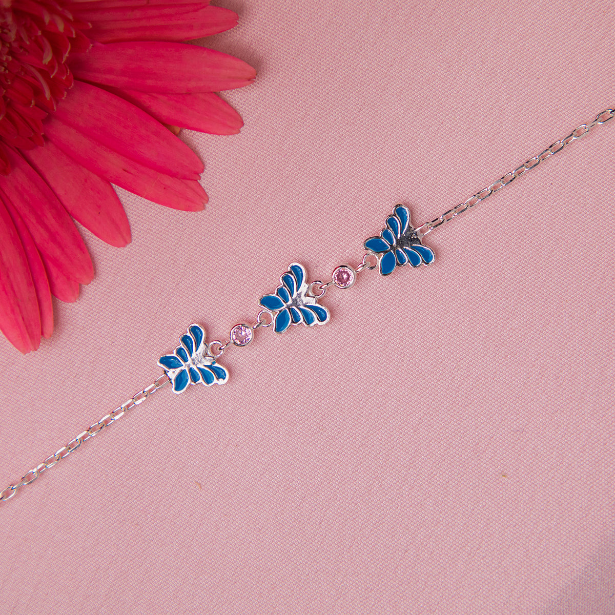 Blue Butterfly Charm Bracelet