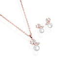 Butterfly on Pearl Rose Gold Pendant Set