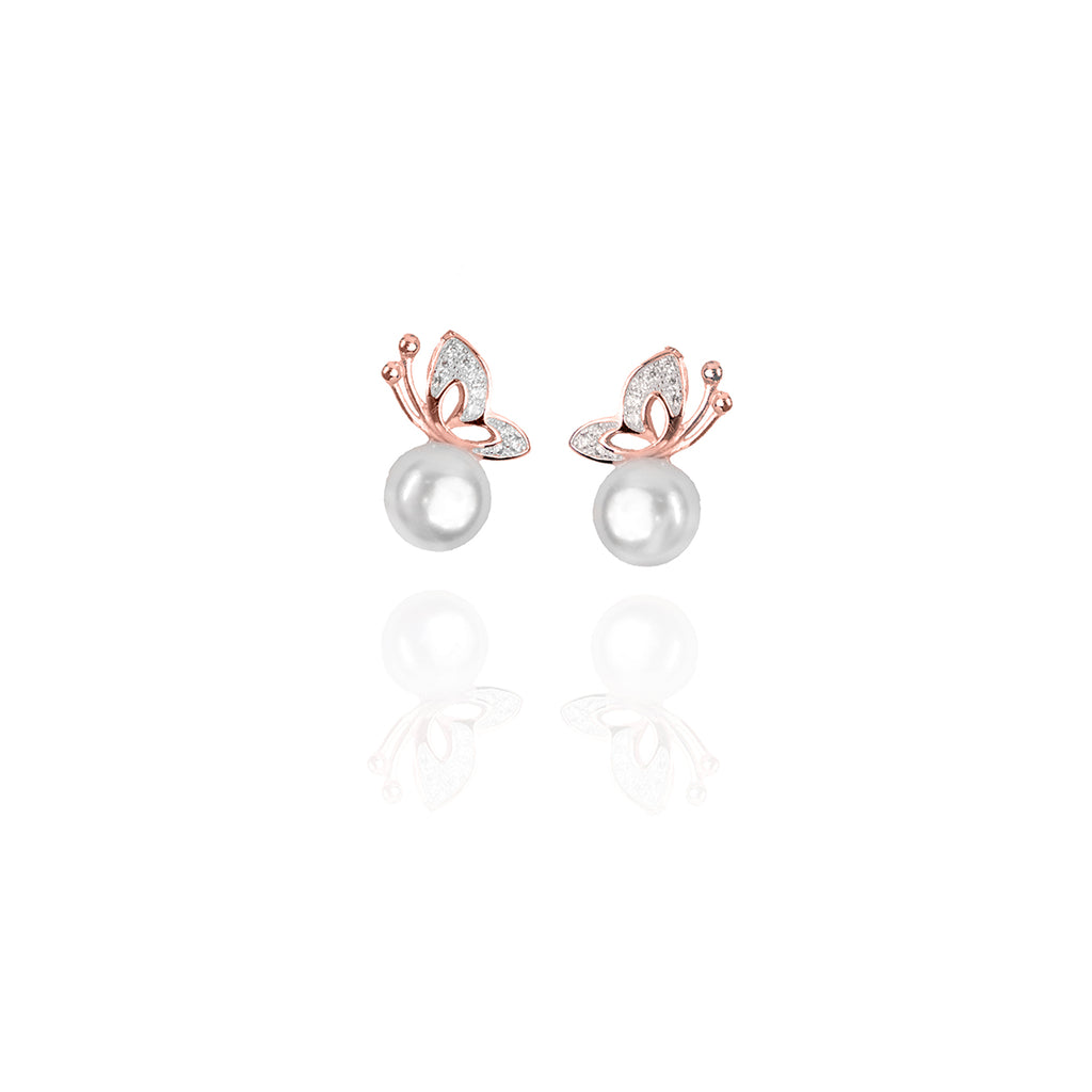 Butterfly on Pearl Rose Gold Pendant Set