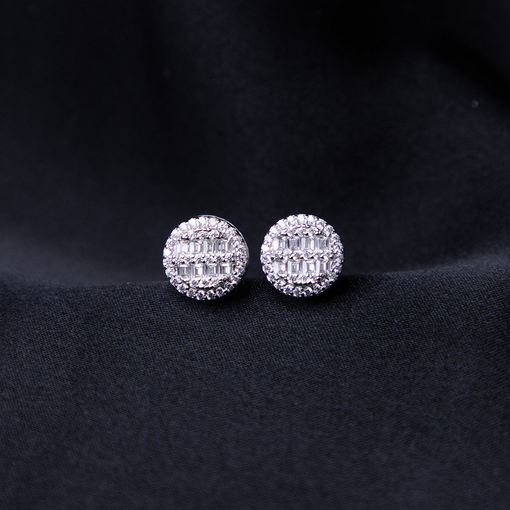 Classic Round Embellished Silver Studs