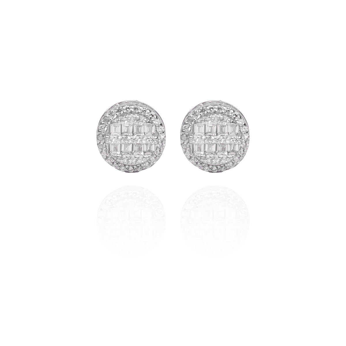 Classic Round Embellished Silver Studs