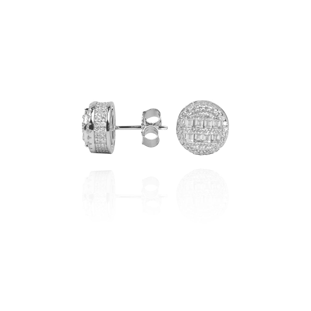 Classic Round Embellished Silver Studs