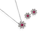 Dazzling Pink Stone Pendant Set