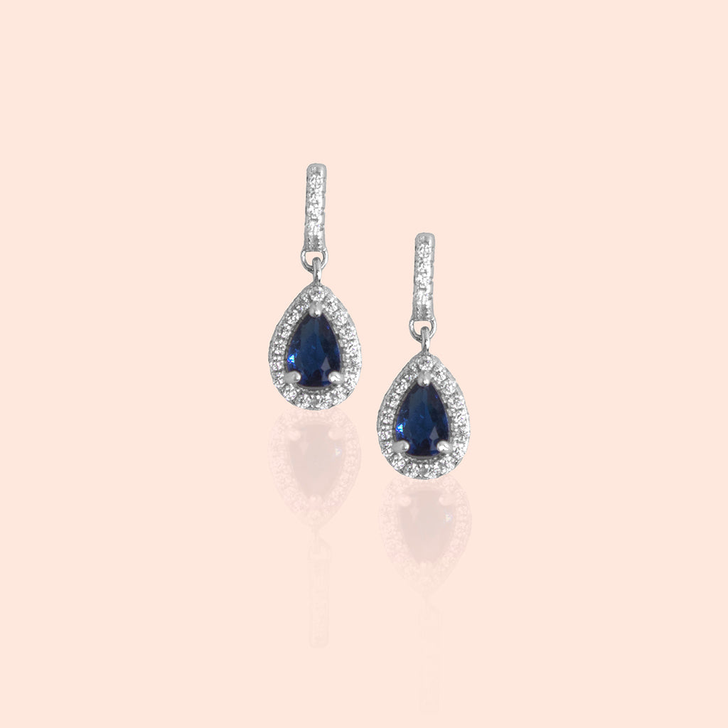 Deep Blue Gemstone Drop Earrings