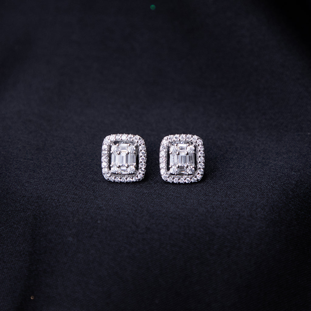 Embellished Cushion Silver Studs