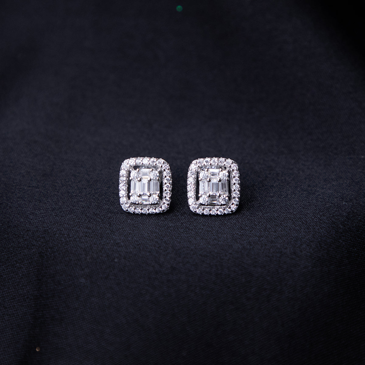 Embellished Cushion Silver Studs