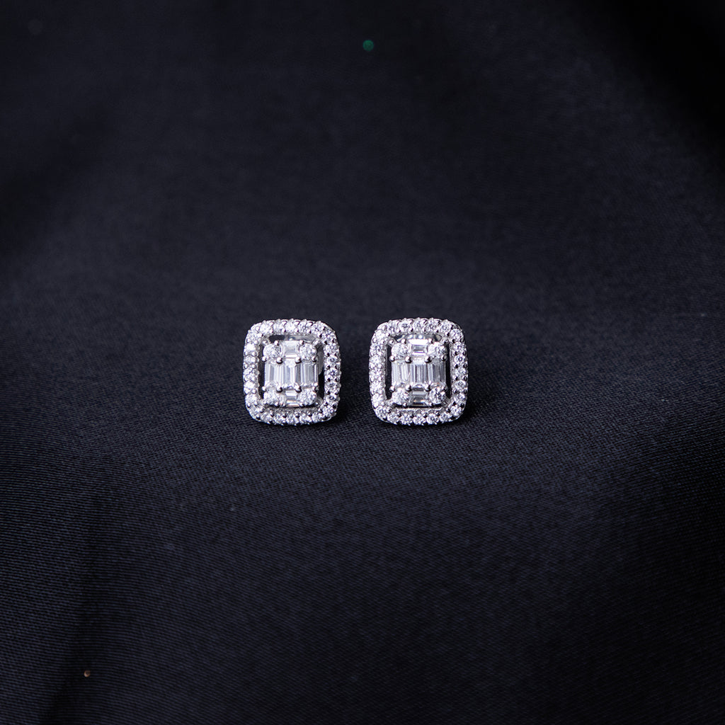 Embellished Cushion Silver Studs