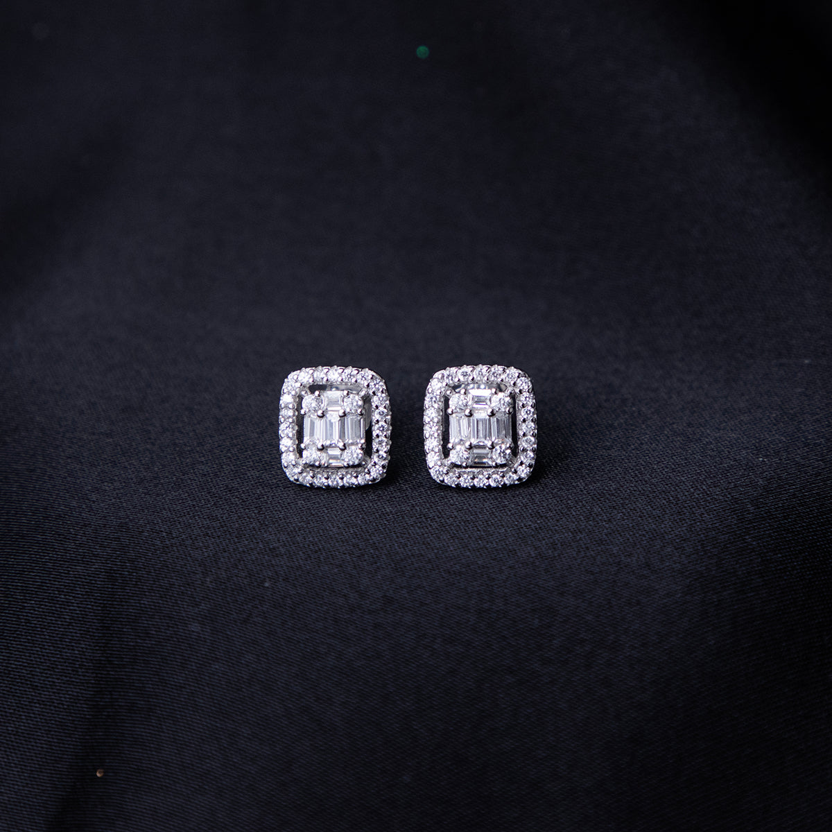 Embellished Cushion Silver Studs