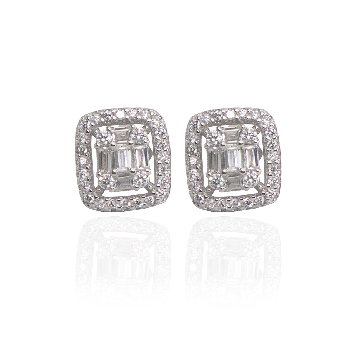 Embellished Cushion Silver Studs