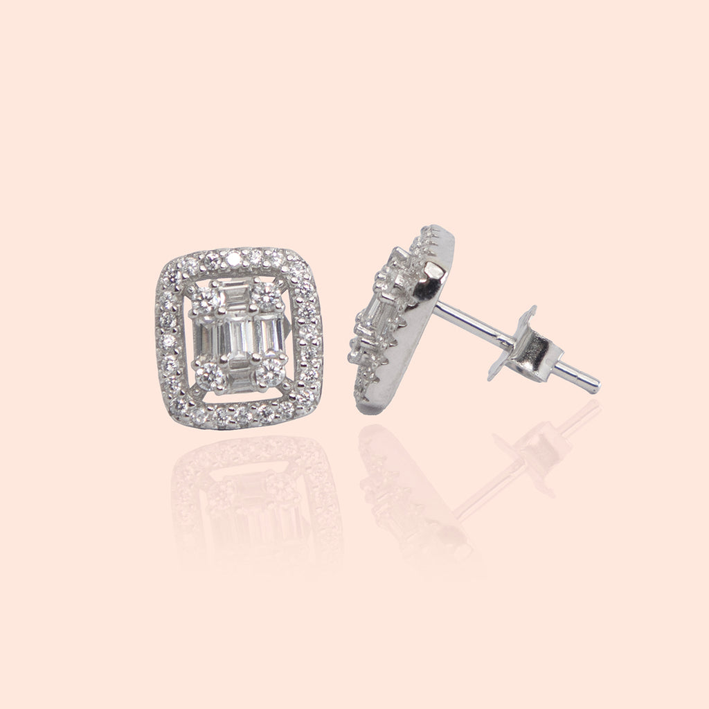 Embellished Cushion Silver Studs